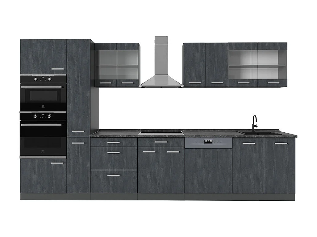 Cuisine complète  noir béton/anthracite 350x60x81.6 r-line