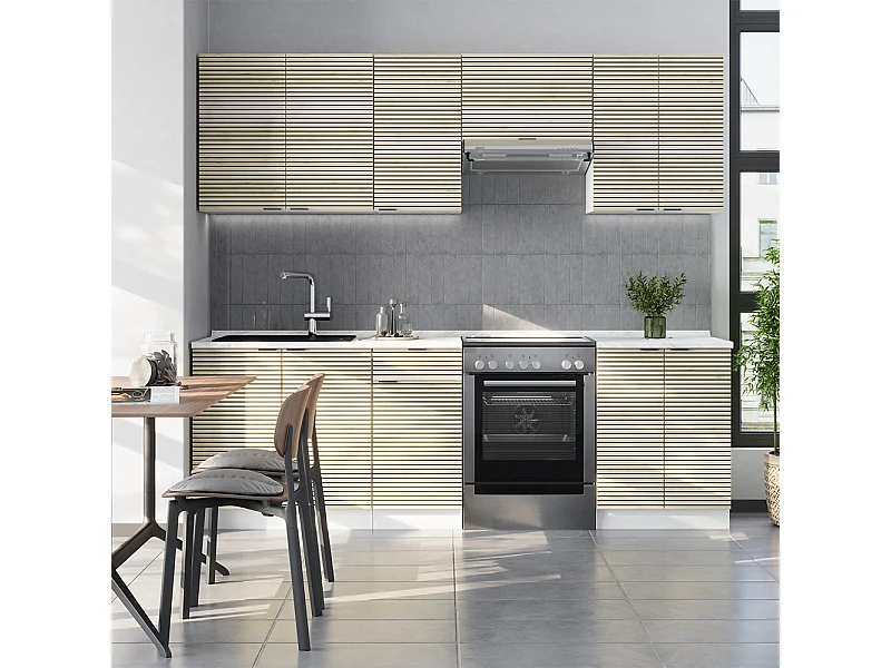 Mueble de cocina panel roble/blanco 240x46x81.6 fame-line