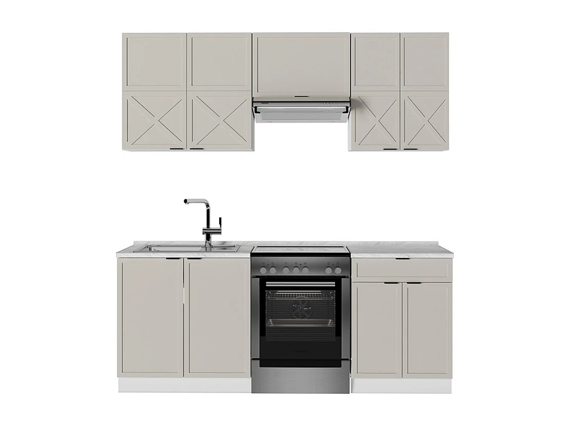 Cuisine grisbeige/blanc 200x60x81.6 fame-line
