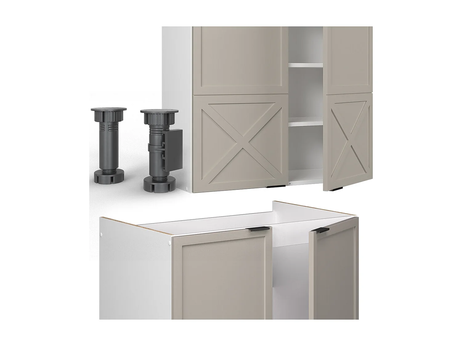 Cuisine grisbeige/blanc 200x60x81.6 fame-line