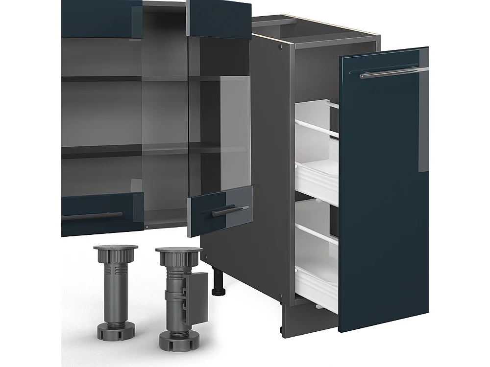 Cuisine bleu foncé brillant/anthracite 280x60x81.6 fame-line