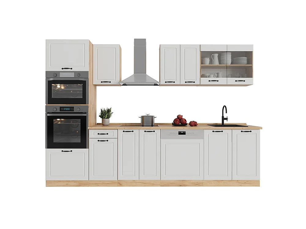 Cuisine blanc campagnard/chêne doré 300x46x81.6 r-line