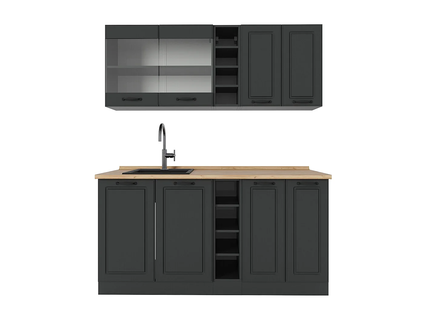 Cuisine anthracite maison de campagne/anthracite 160x60x81.6 r-line