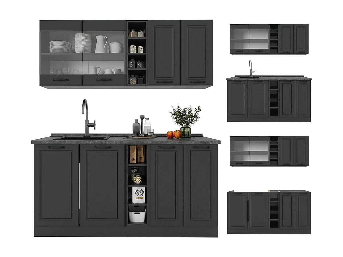 Cuisine anthracite maison de campagne/anthracite 160x60x81.6 r-line