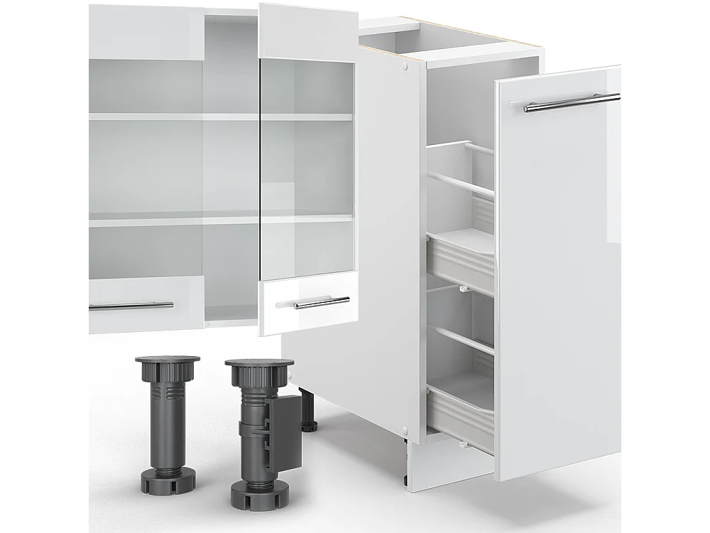 Mueble de cocina blanco alto brillo/blanco 280x46x81.6 fame-line