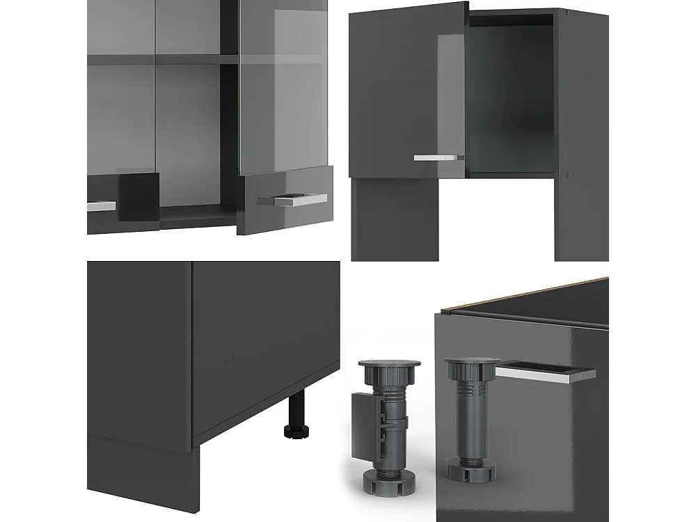 Cuisine en angle anthracite brillant/anthracite 247x46x81.6 r-line