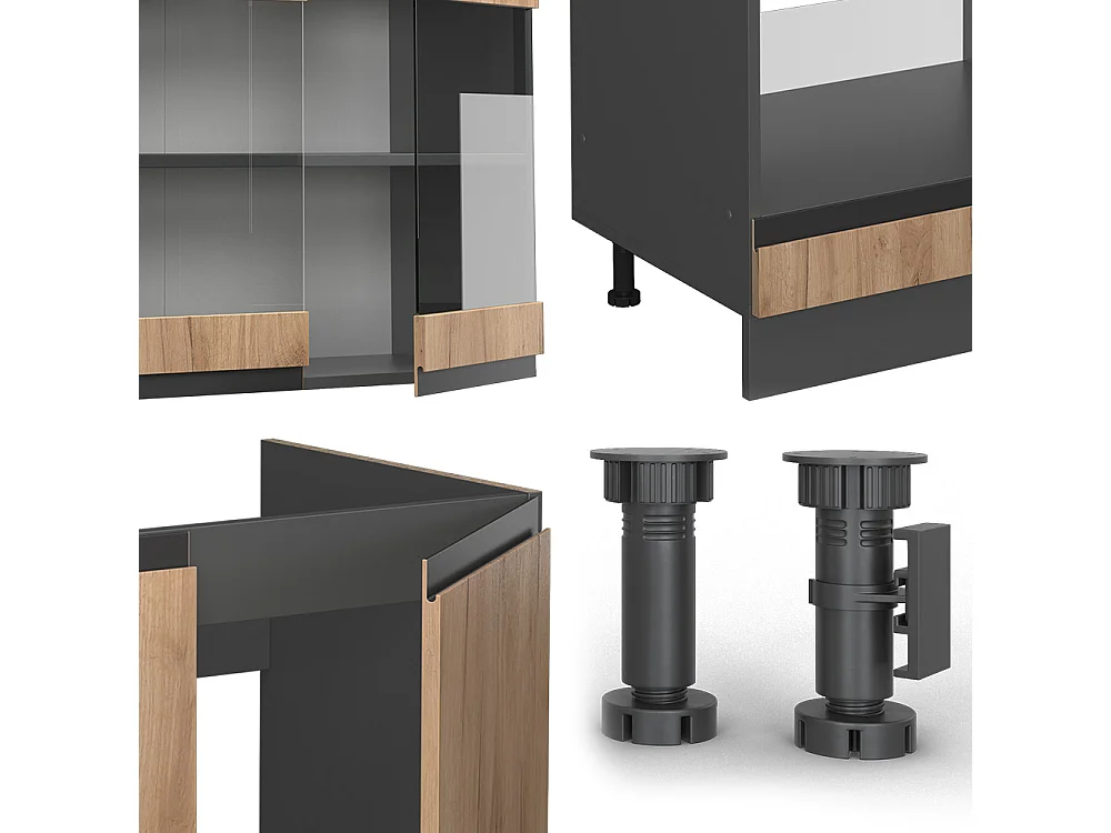 Cuisine en angle chêne doré/anthracite 277x60x81.6 r-line