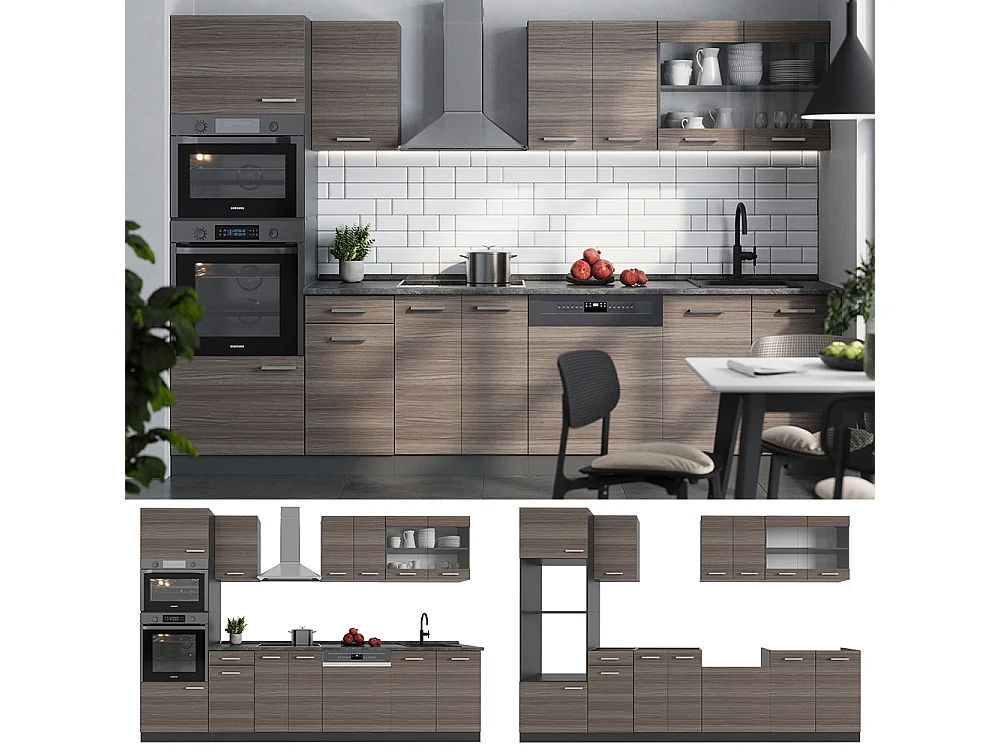 Cuisine gris noble/anthracite 300x60x81.6 r-line