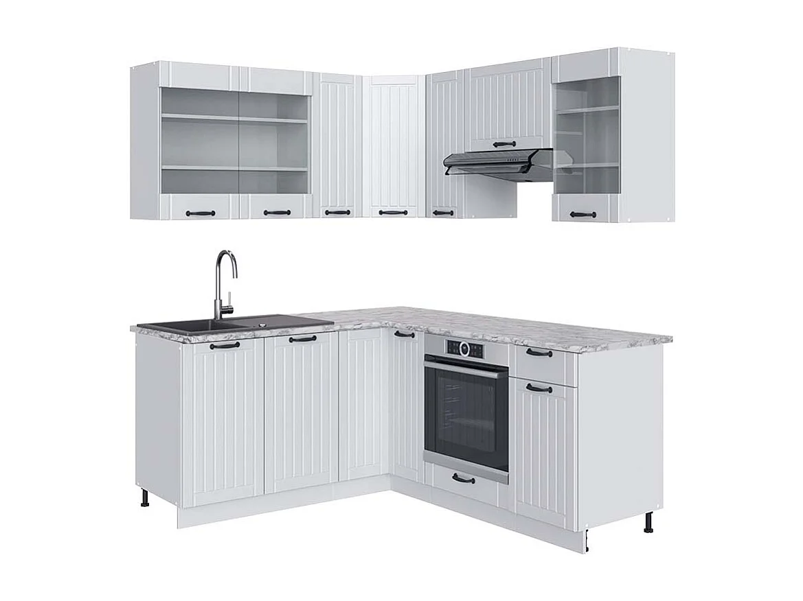 Cuisine en angle blanc campagne/blanc 190x60x81.6 fame-line