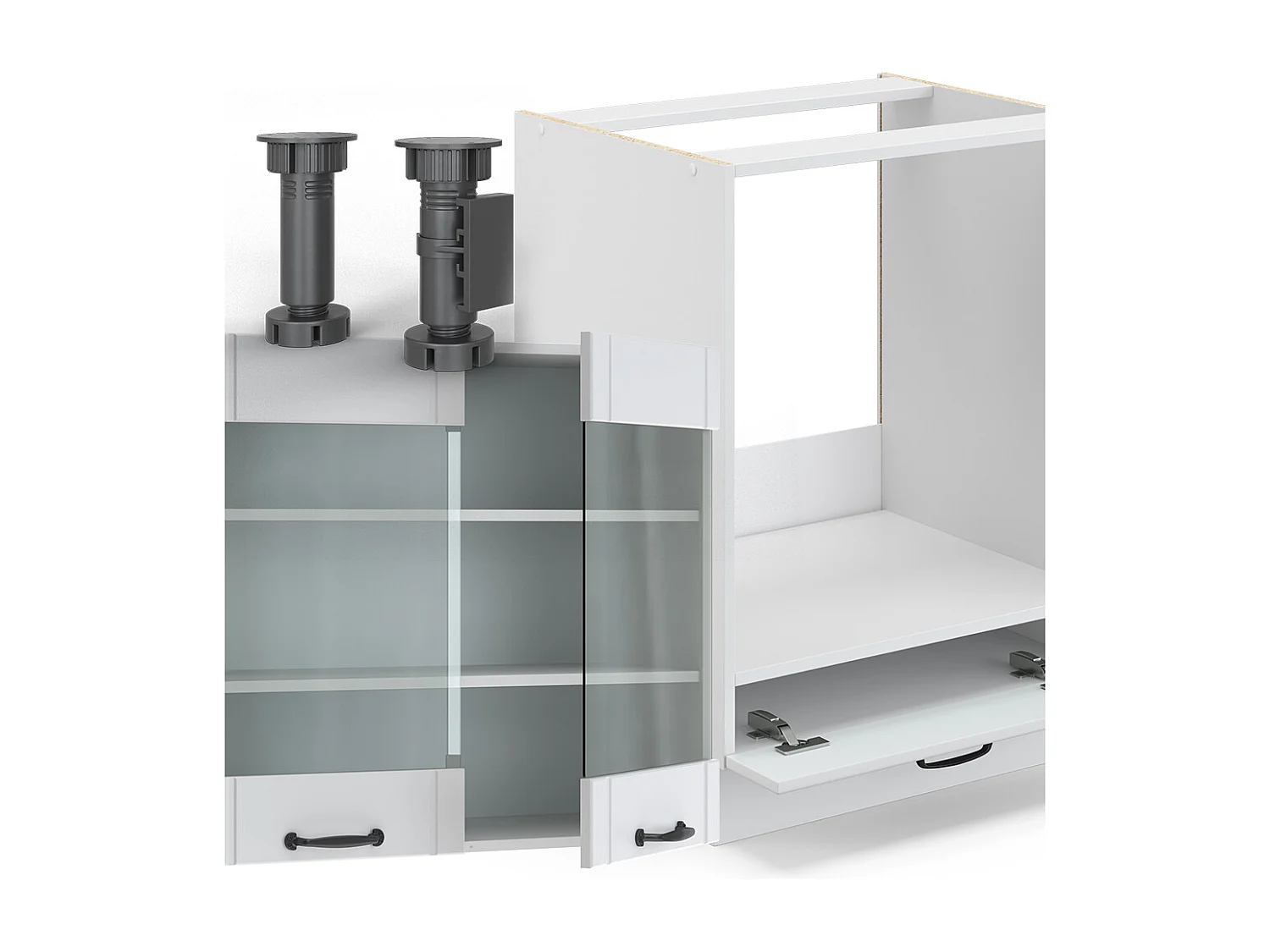 Cuisine en angle blanc campagne/blanc 190x60x81.6 fame-line