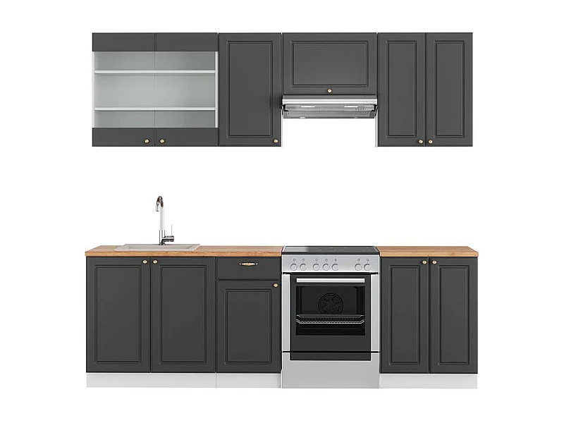 Mueble de cocina antracita-oro/blanco 240x60x81.6 fame-line