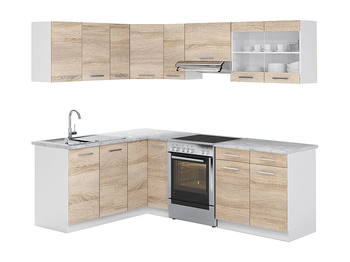 Kuchnia narożna biały/sonoma 227x60x81.6 rick