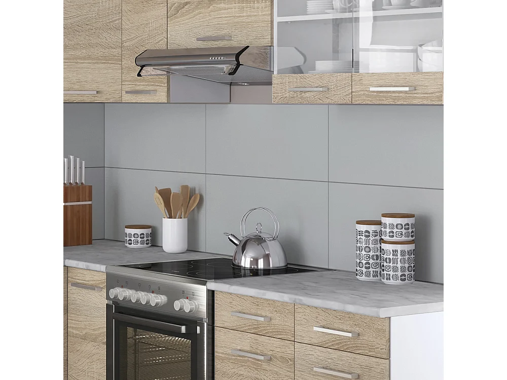 Cucina ad angolo bianco/sonoma 227x60x81.6 rick