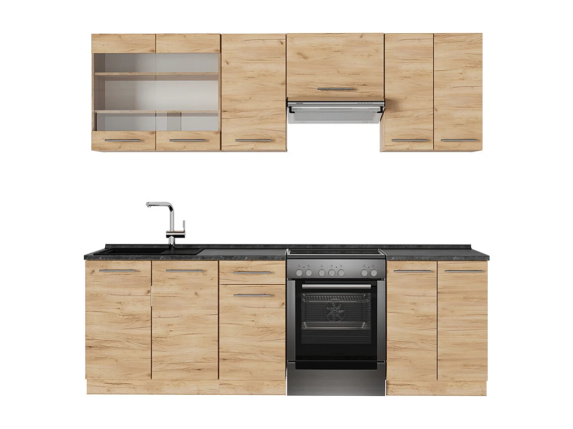 Mueble de cocina roble dorado 240x60x81.6 fame-line