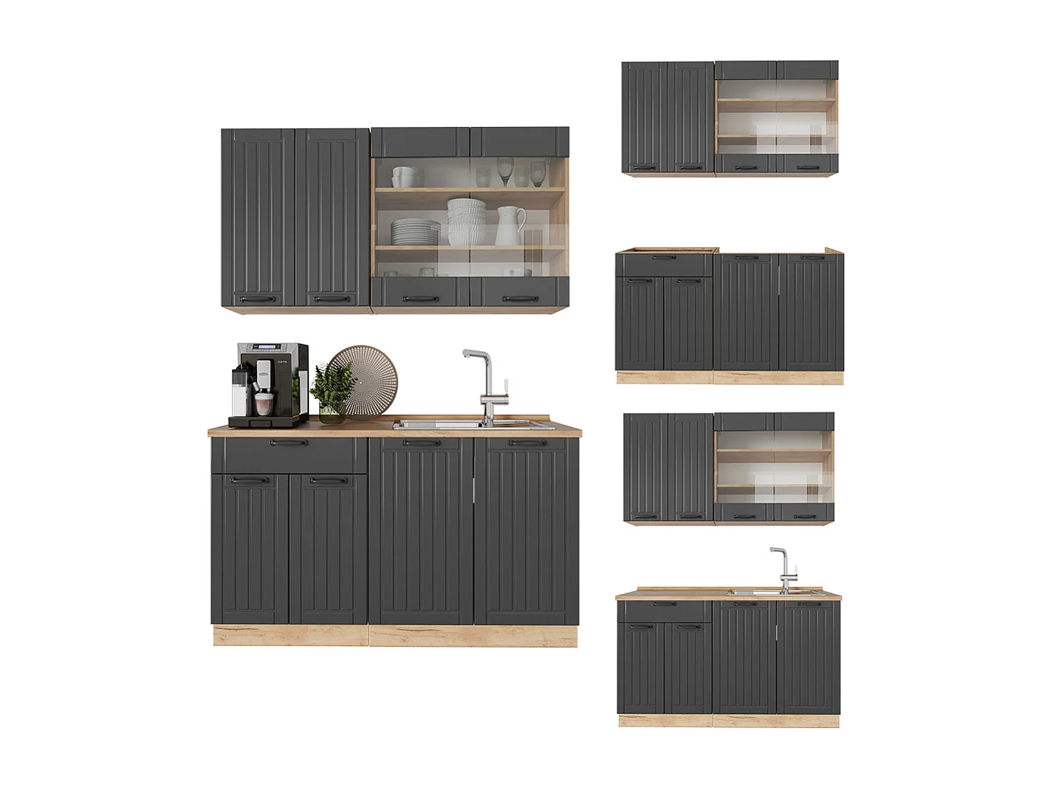 Singleküche dunkelgrau 140x60x81.6 fame-line