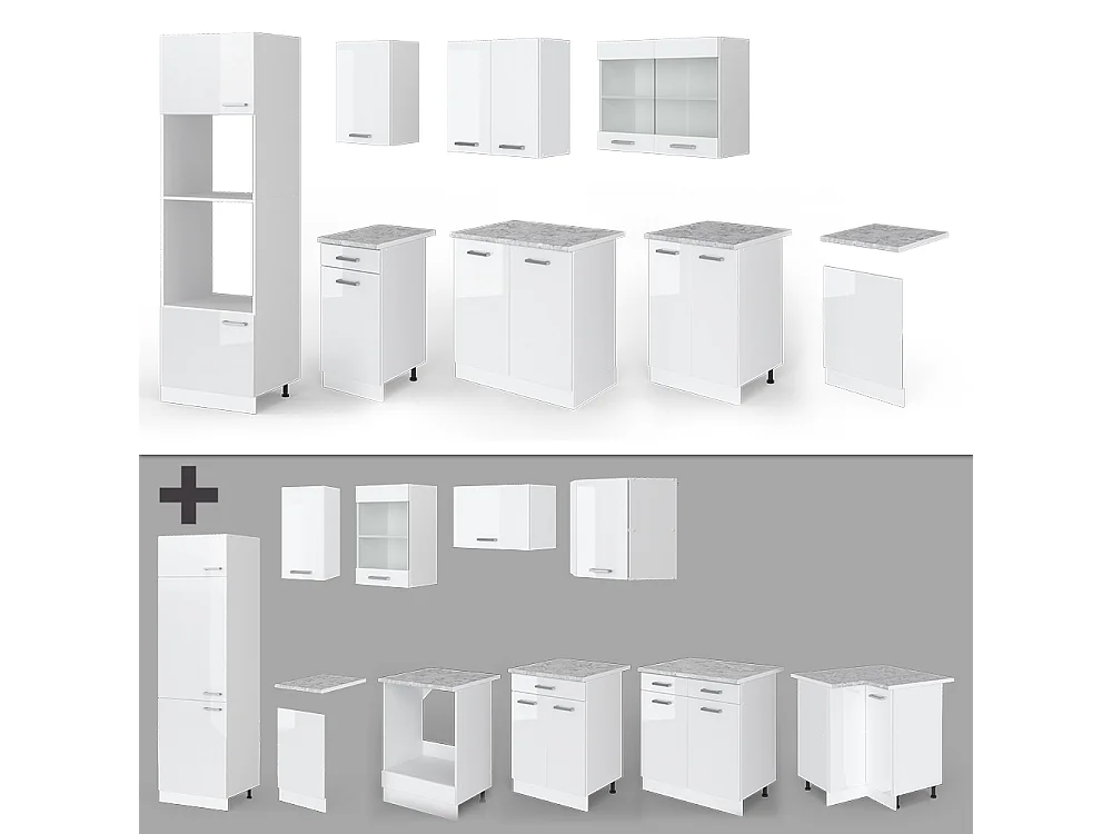 Cucina componibile bianco lucido/bianco 300x60x81.6 r-line