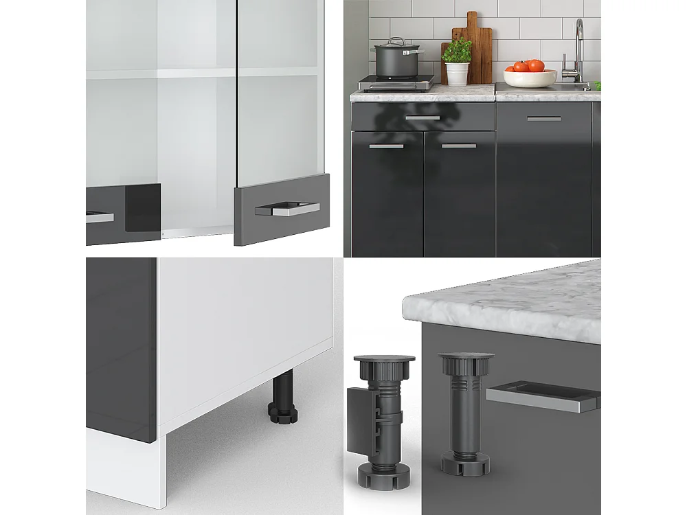 Singleküche anthrazit hochglanz/weiß 140x60x81.6 r-line