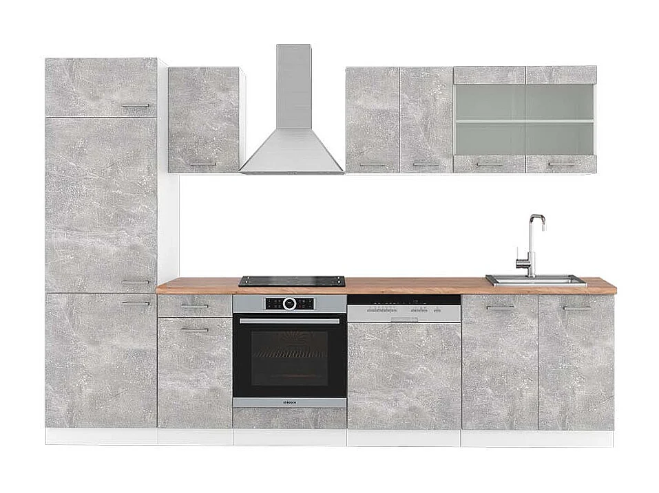 Cuisine béton/blanc 300x60x81.6 r-line