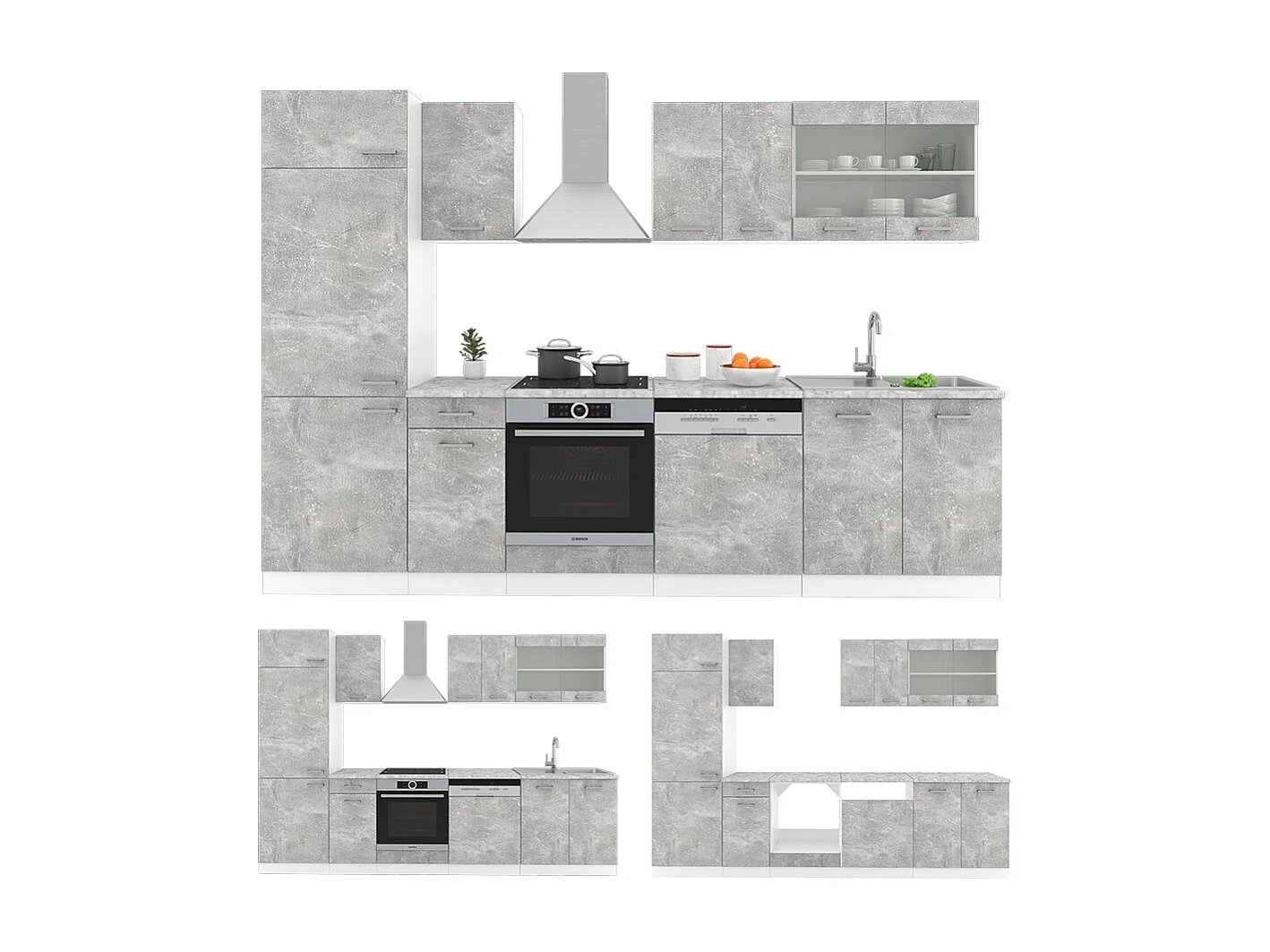 Cuisine béton/blanc 300x60x81.6 r-line