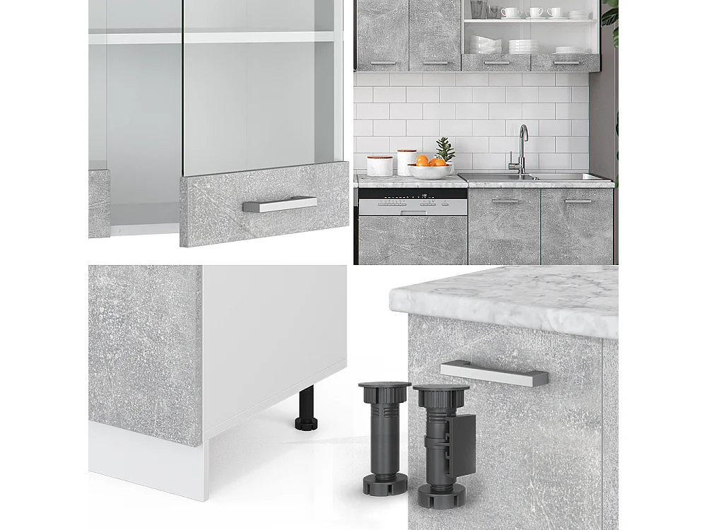 Cuisine béton/blanc 300x60x81.6 r-line