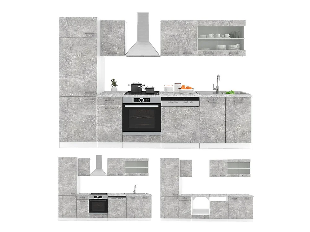 Cuisine béton/blanc 300x60x81.6 r-line