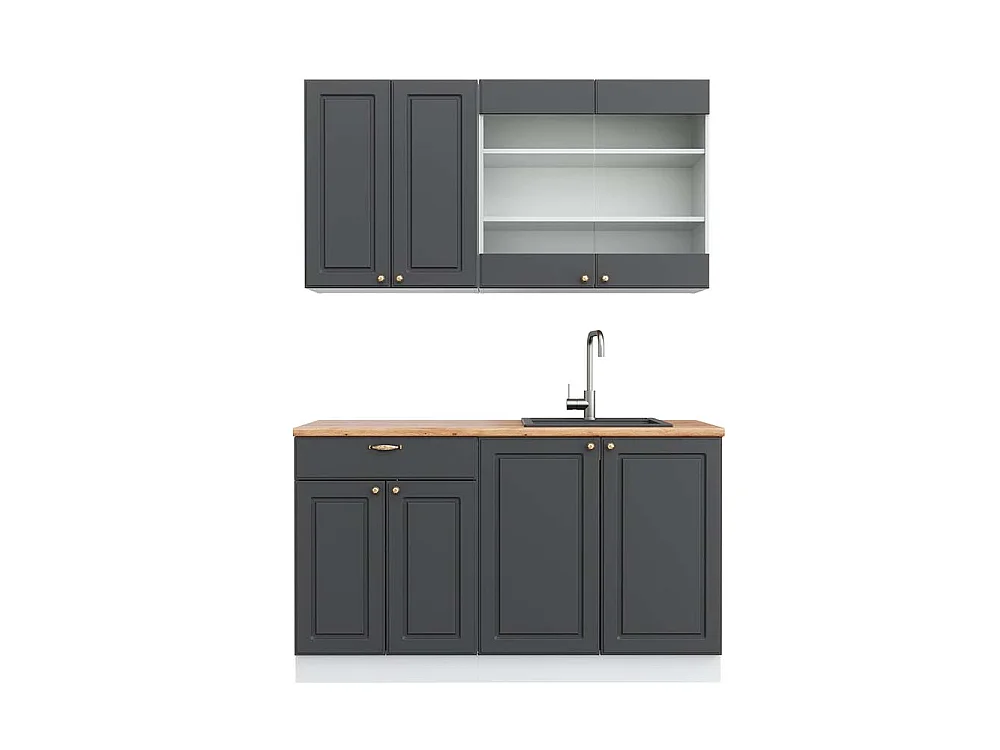 Singleküche anthrazit-gold/weiß 140x60x81.6 fame-line