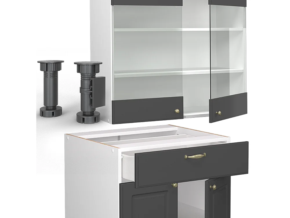 Singleküche anthrazit-gold/weiß 140x60x81.6 fame-line