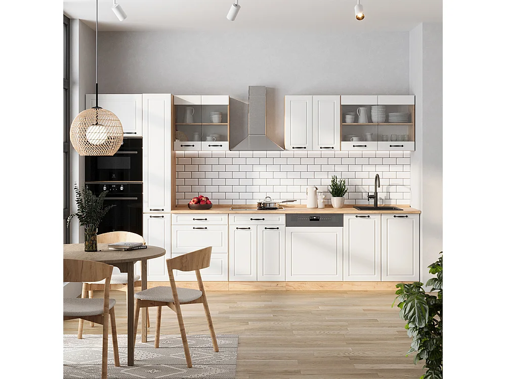 Cuisine complète blanc campagnard/chêne doré 350x60x81.6 r-line