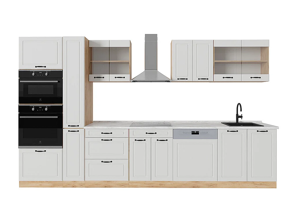 Cuisine complète blanc campagnard/chêne doré 350x60x81.6 r-line