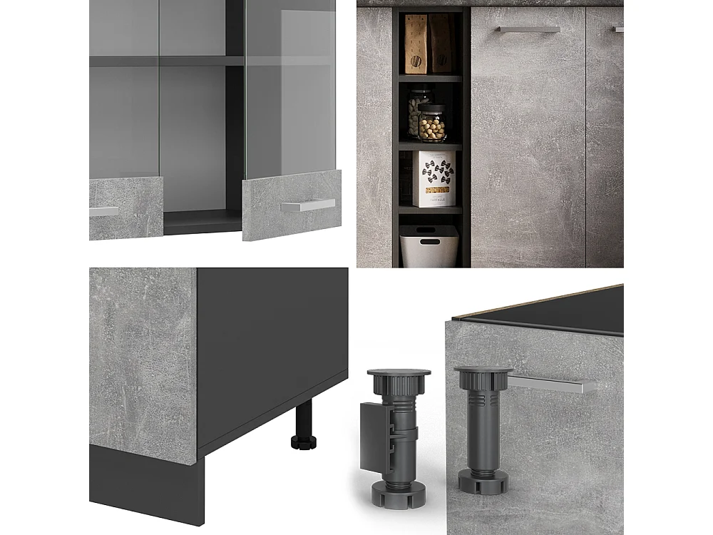 Cuisine béton/anthracite 160x46x81.6 r-line