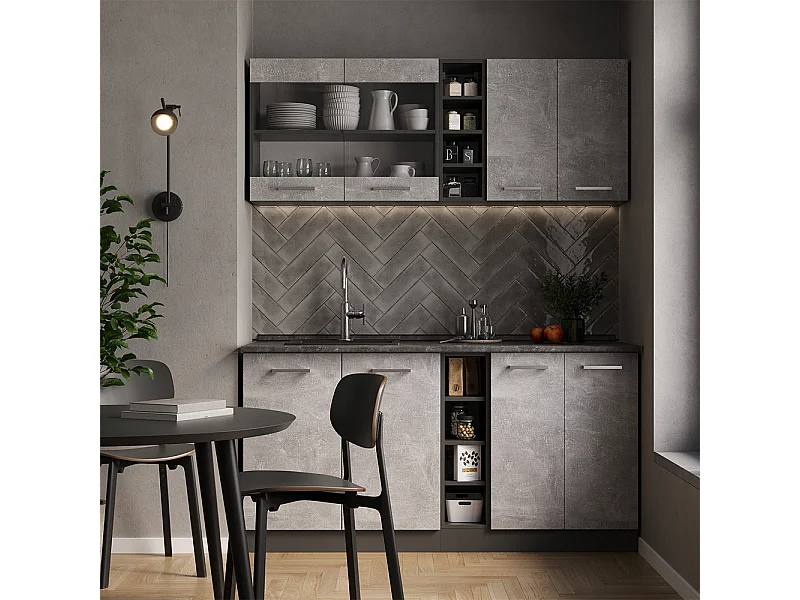 Cuisine béton/anthracite 160x46x81.6 r-line