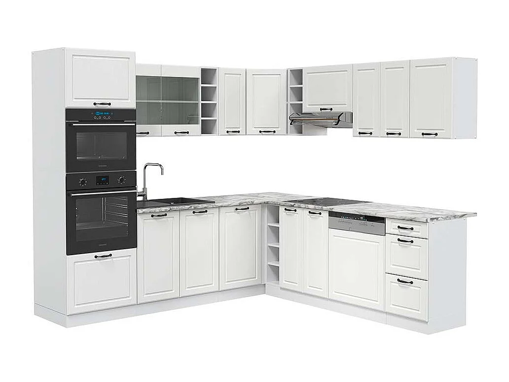 Cuisine en angle blanc campagne/blanc 247x60x81.6 r-line