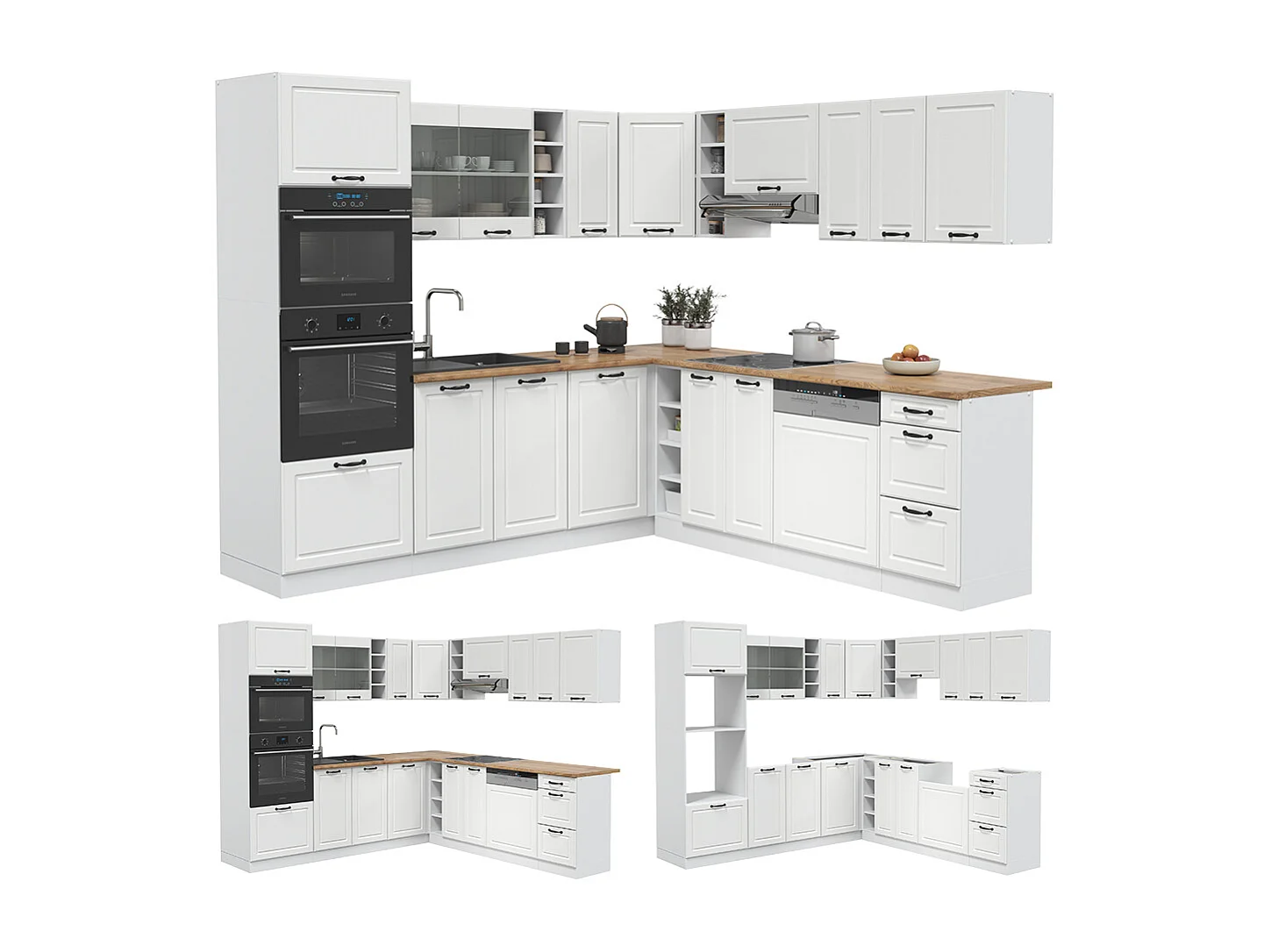 Cuisine en angle blanc campagne/blanc 247x60x81.6 r-line