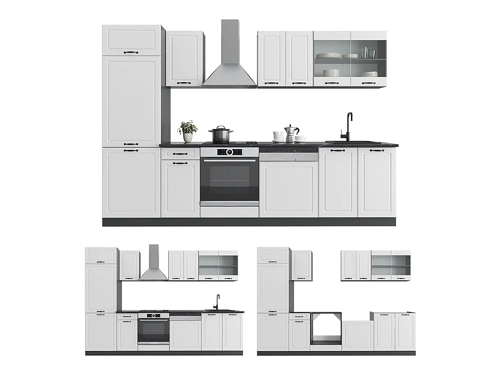 Complete keukeneenheid landhuis wit/antraciet 300x60x81.6 r-line