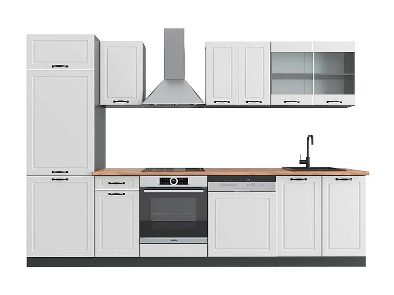 Complete keukeneenheid landhuis wit/antraciet 300x60x81.6 r-line