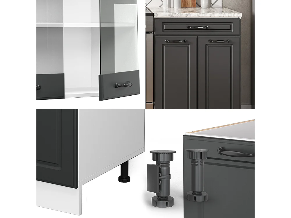 Cucina componibile antracite casa di campagna/bianco 200x46x81.6 r-line