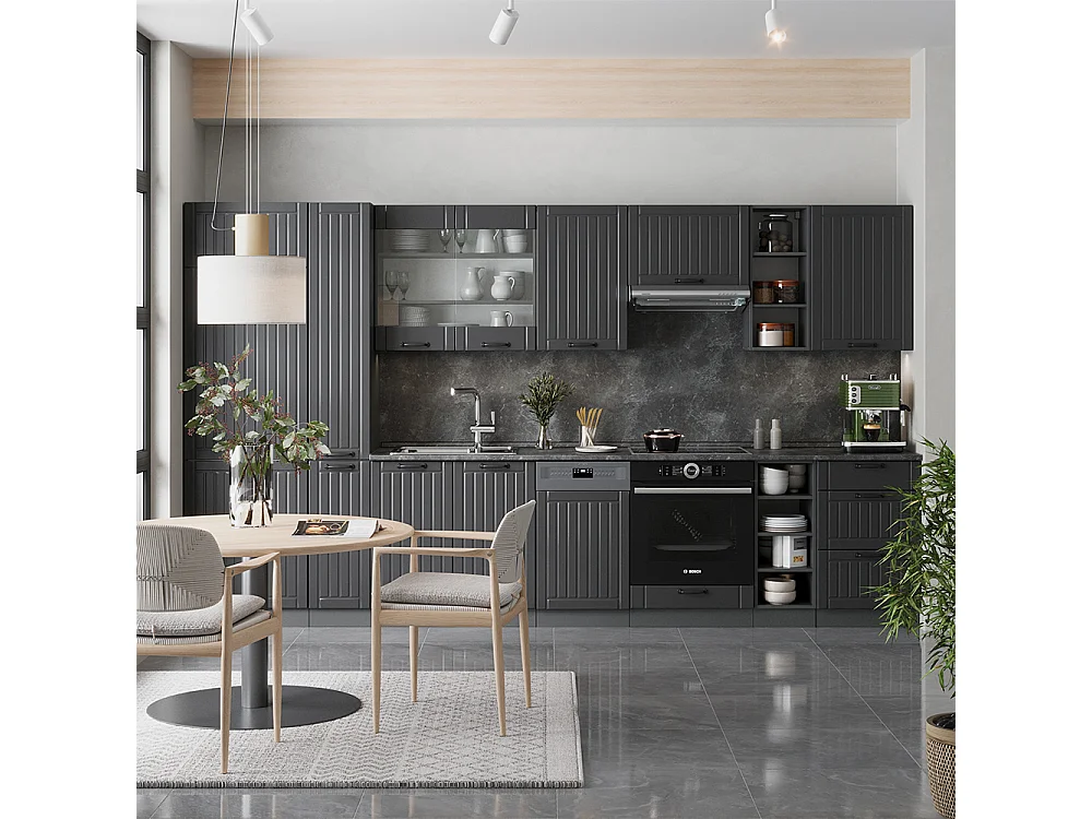 Køkkenrække mørkegrå 355x46x81.6 fame-line