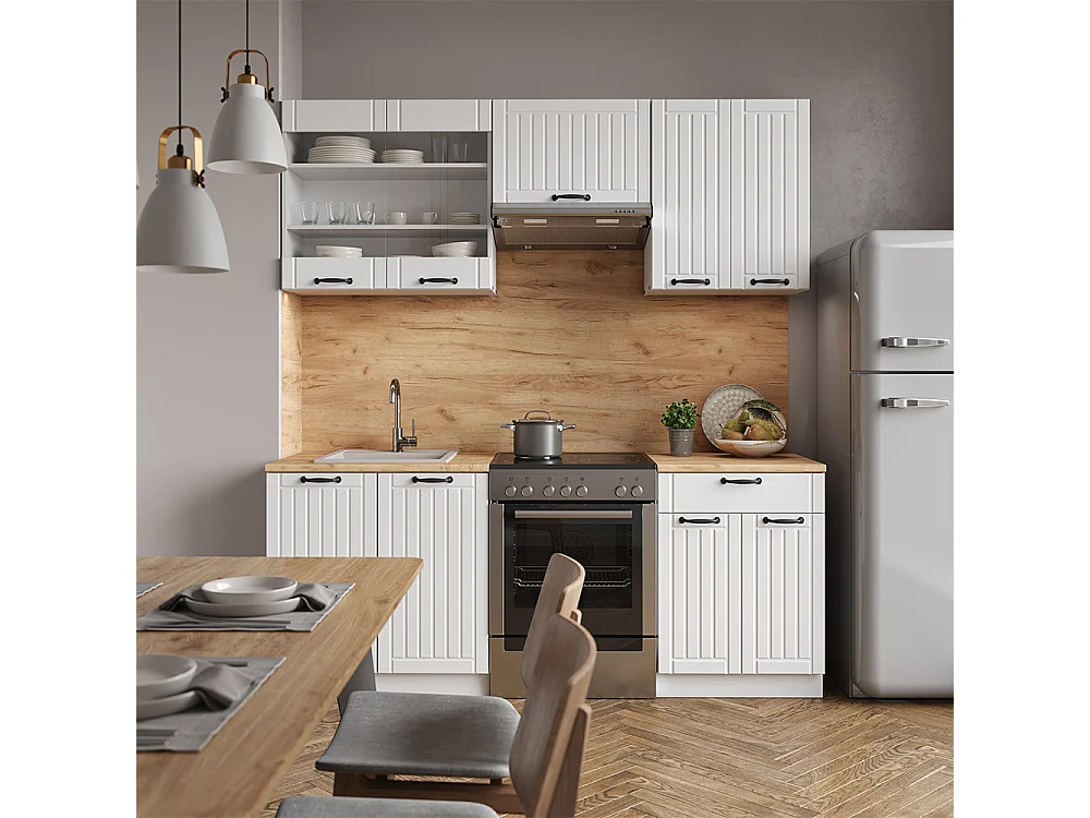 Cucina componibile casa di campagna bianca/bianco 200x46x81.6 fame-line