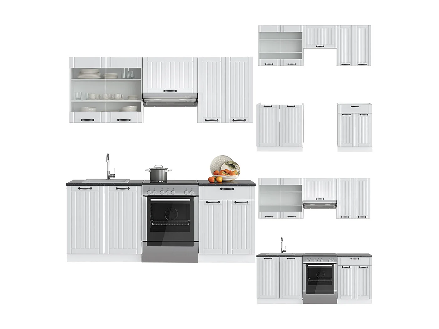 Cucina componibile casa di campagna bianca/bianco 200x46x81.6 fame-line