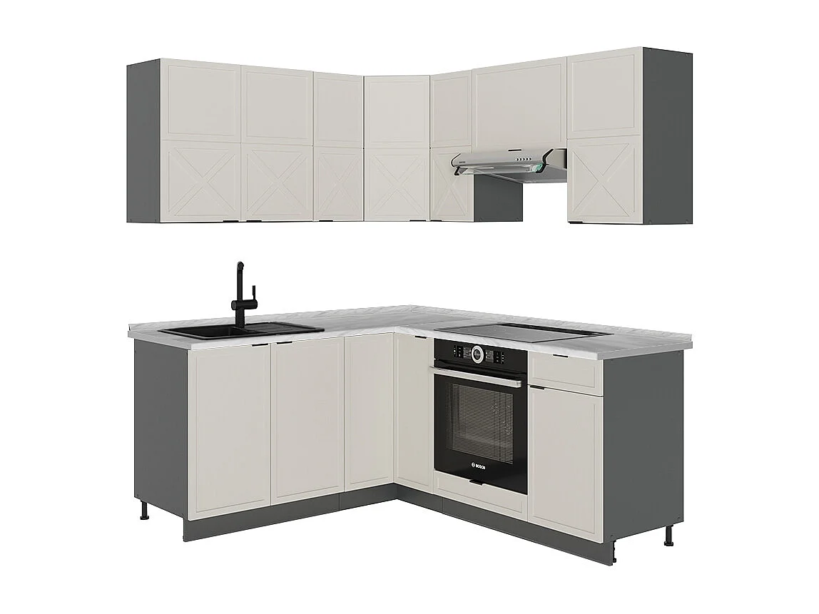 Cuisine en angle grisbeige/anthracite 190x60x81.6 fame-line