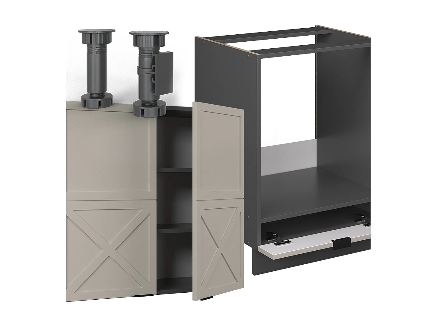 Cuisine en angle grisbeige/anthracite 190x60x81.6 fame-line