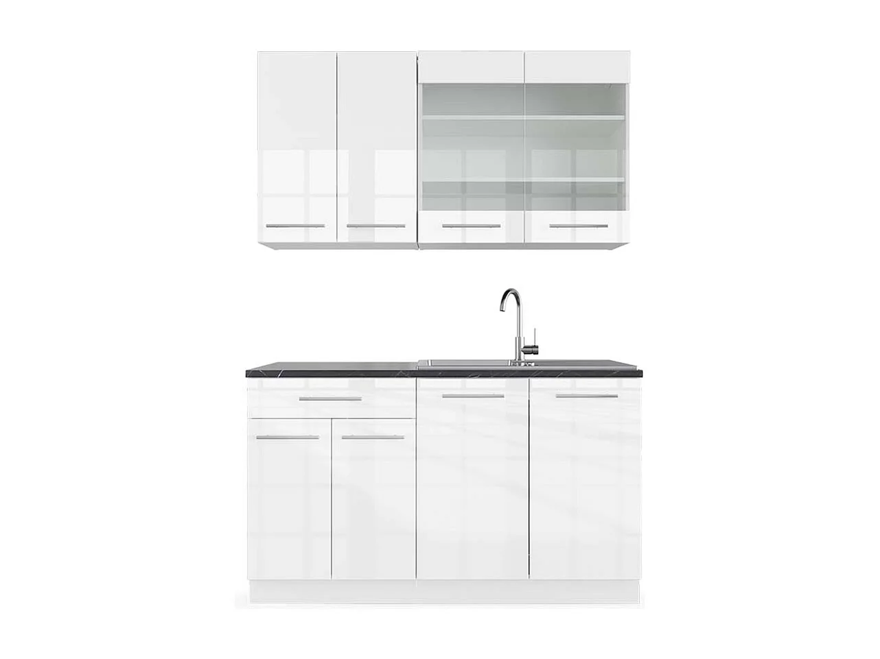 Singlekøkken hvid højglans/hvid 140x60x81.6 fame-line