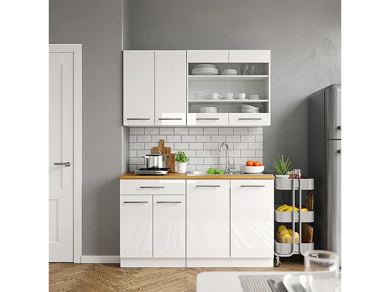 Cuisine blanc brillant/blanc 140x60x81.6 fame-line