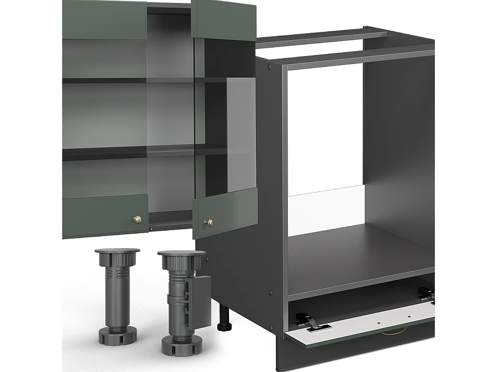 Mueble de cocina verde-dorado casa de campo/antracita 300x46x81.6 fame-line