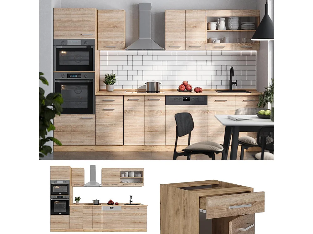 Complete keukeneenheid sonoma/goudkraft eik 300x60x81.6 r-line
