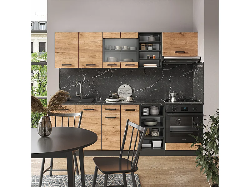 Mueble de cocina oro power roble/antracita 240x46x81.6 r-line