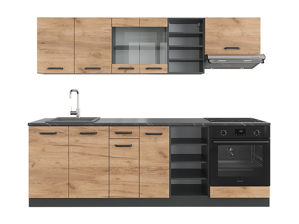Cucina componibile quercia dorata/antracite 240x46x81.6 r-line