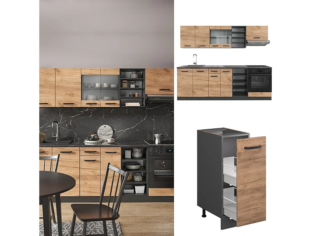 Cuisine chêne doré/anthracite 240x46x81.6 r-line