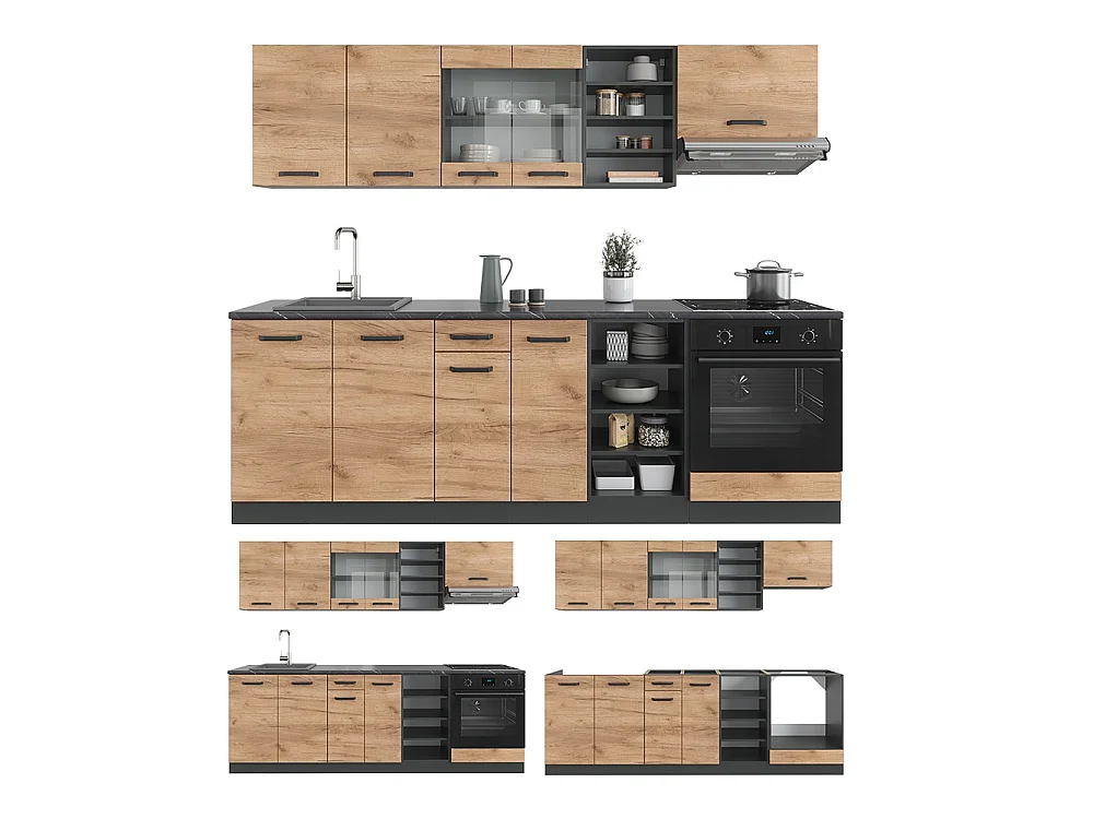 Cuisine chêne doré/anthracite 240x46x81.6 r-line