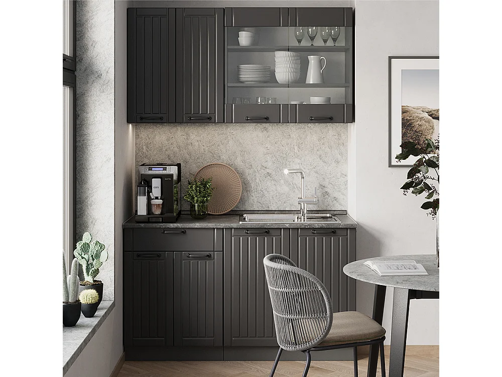 Cucina monoblocco grigio scuro 140x60x81.6 fame-line